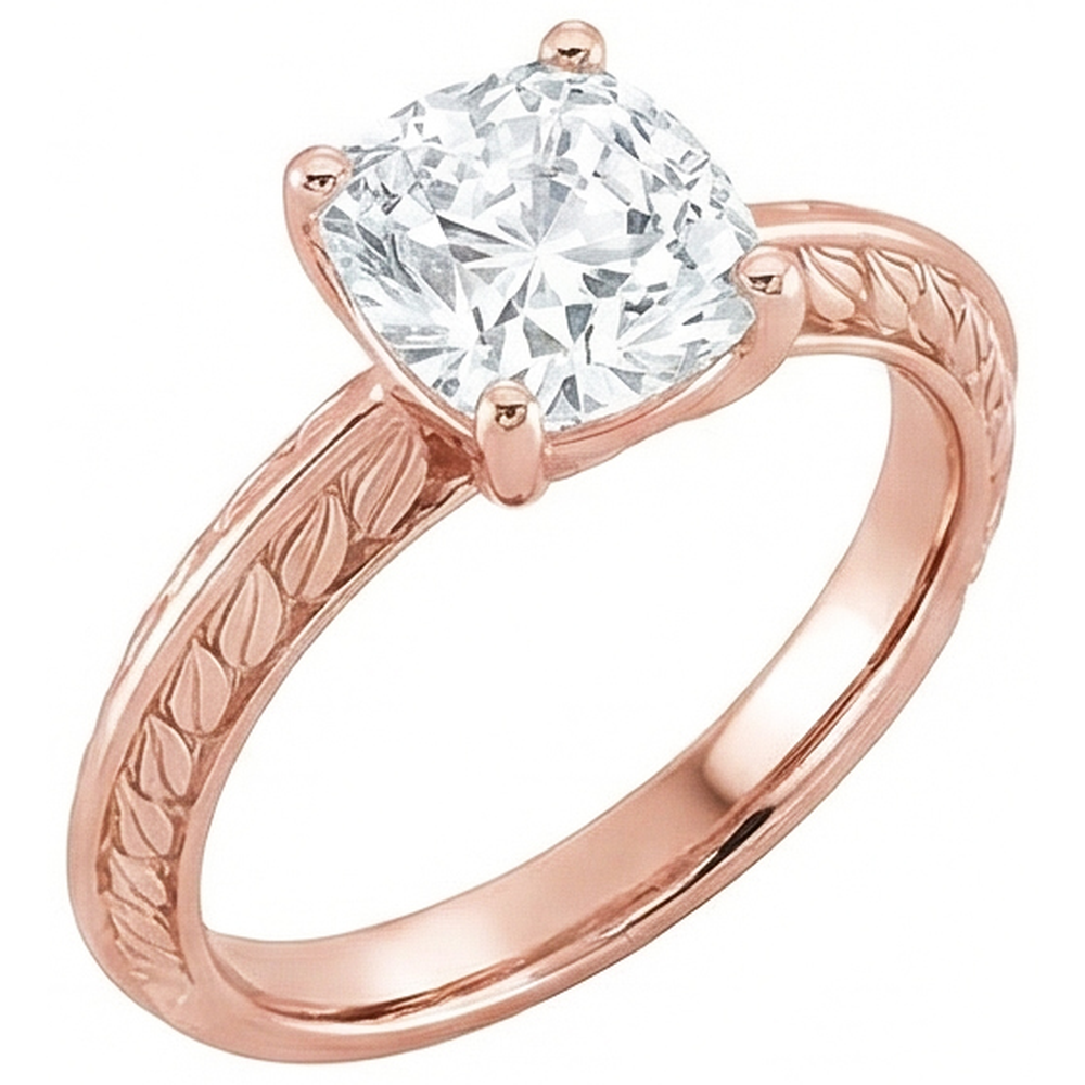 Gold Solitaire Old Cut Cushion Genuine Natural Earth Mined Diamond Ring 3.75 Carats Jewelry