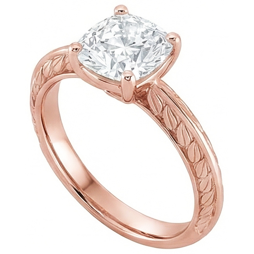 Gold Solitaire Old Cut Cushion Genuine Natural Earth Mined Diamond Ring 3.75 Carats Jewelry