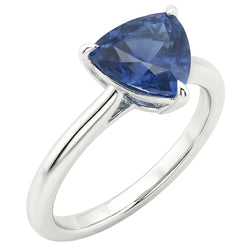 Gold Solitaire Ring Trillion Natural Blue Sapphire 1.50 Carats