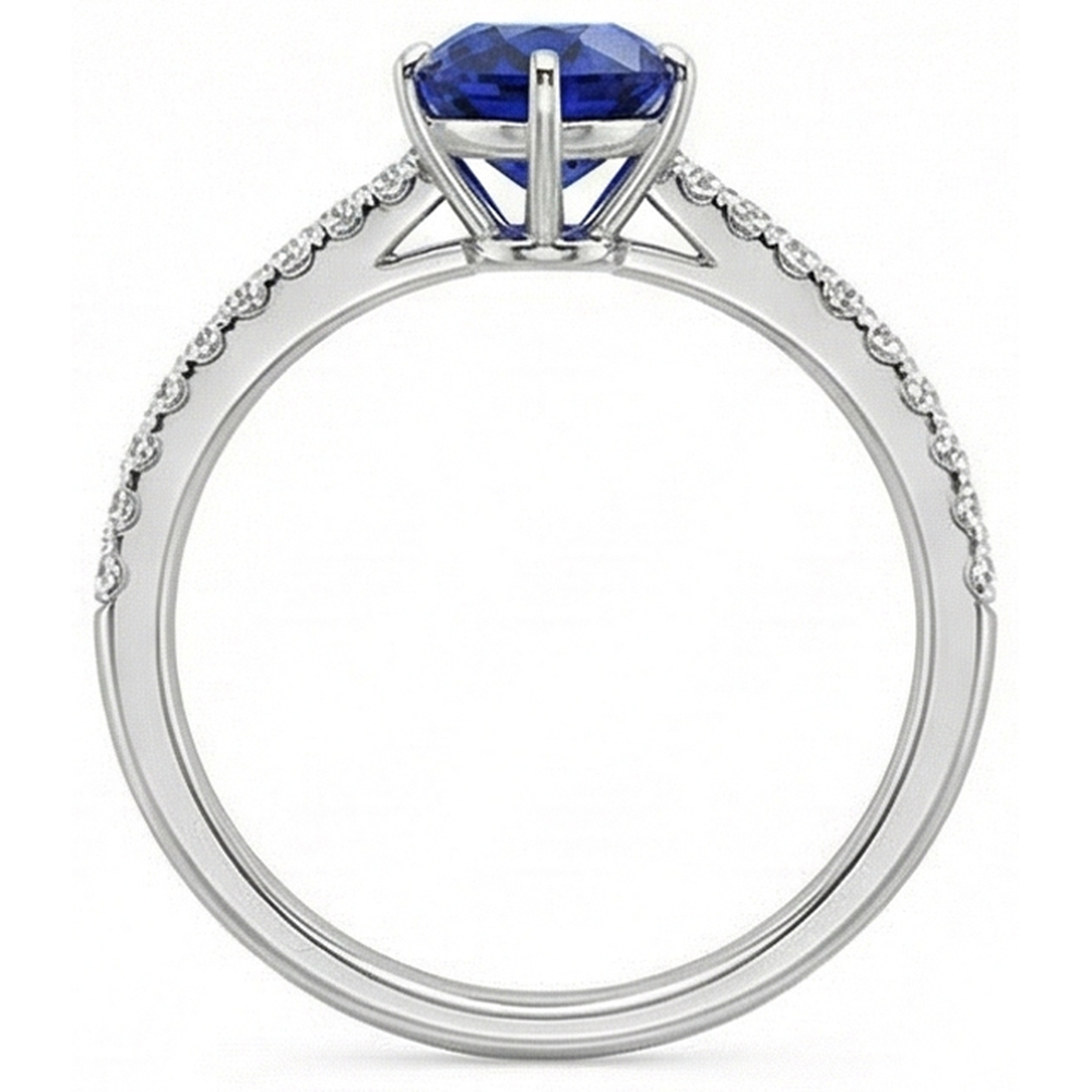 Natural Real ( Not Lab Grown )  Gold Solitaire Ring With Accents Sri Lankan Sapphire Pear Cut 5 Carats