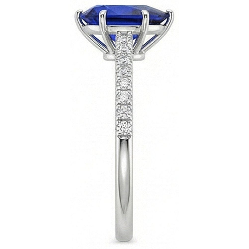 Natural Real ( Not Lab Grown )  Gold Solitaire Ring With Accents Sri Lankan Sapphire Pear Cut 5 Carats