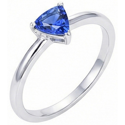Natural Real ( Not Lab Grown ) Gold Solitaire Trillion Sri Lankan Sapphire Ring 0.50 Carats Jewelry
