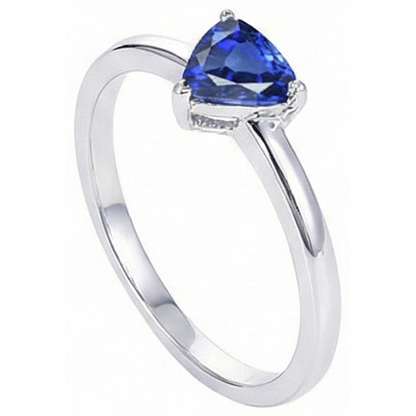Natural Real ( Not Lab Grown ) Gold Solitaire Trillion Sri Lankan Sapphire Ring 0.50 Carats Jewelry
