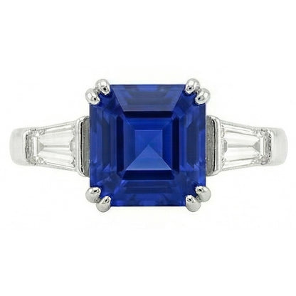 natural asscher sapphire 2.50ct ring front view
