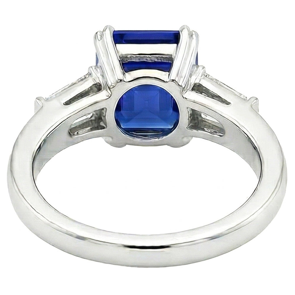 natural asscher sapphire 2.50ct ring top view