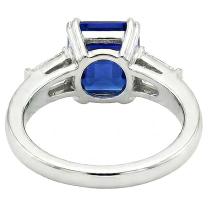 natural asscher sapphire 2.50ct ring top view