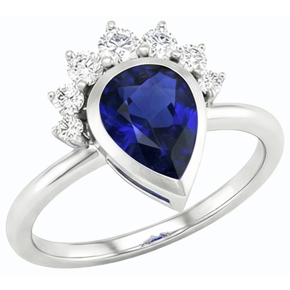 natural round sapphire 3.50ct watch front view