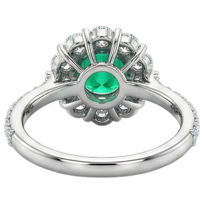 Natural Real ( Not Lab Grown ) Gold Wedding Ring Green Emerald GIA Halo Ladies Jewelry