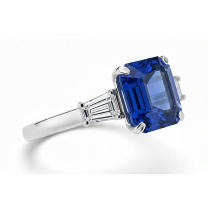 natural emerald sapphire 3ct ring profile view
