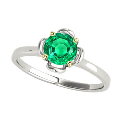 Natural Real ( Not Lab Grown ) Gold Gemstone Ring Solitaire Green Emerald GIA