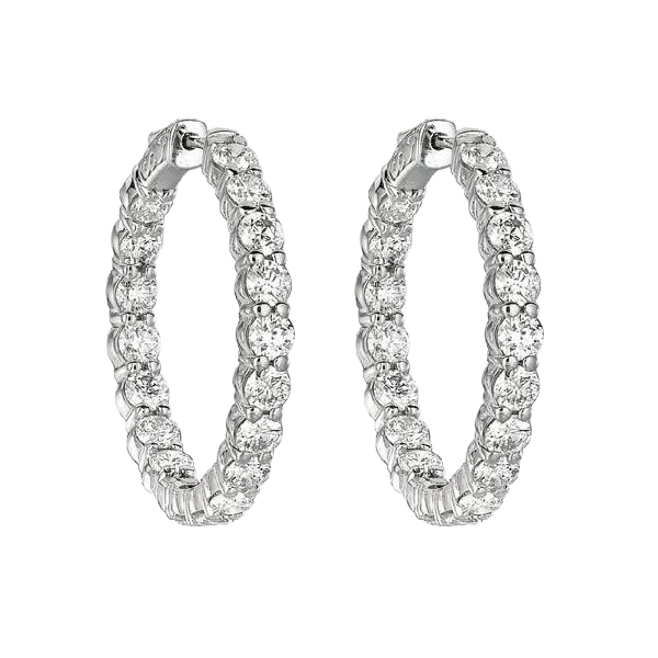 Gold Hoops 7ct Natural Earth Mined Diamond Earrings