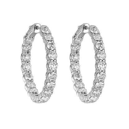Gold Hoops 7ct Natural Earth Mined Diamond Earrings