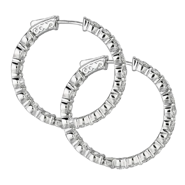 Gold Hoops 7ct Natural Earth Mined Diamond Earrings