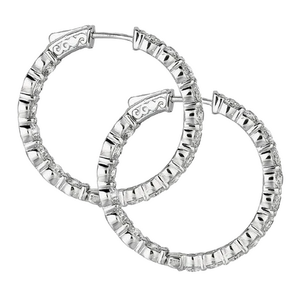 Gold Hoops 7ct Natural Earth Mined Diamond Earrings