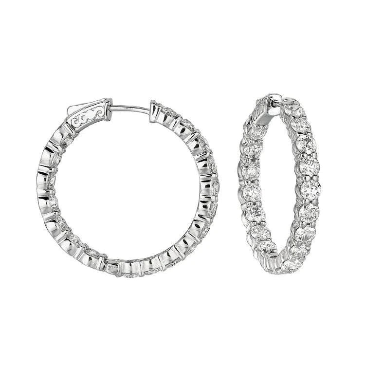 Gold Hoops 7ct Diamond Earrings