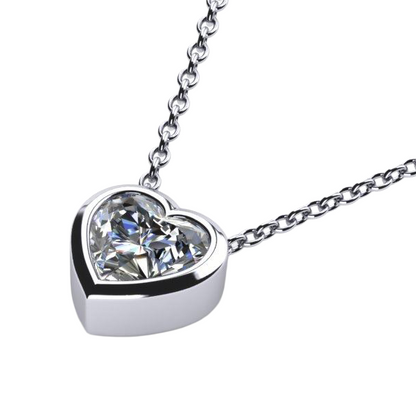 Gorgeous 2 Ct Heart Cut Lab Grown Diamond GIA CERTIFICATE Pendant Bezel Setting White Gold 14K