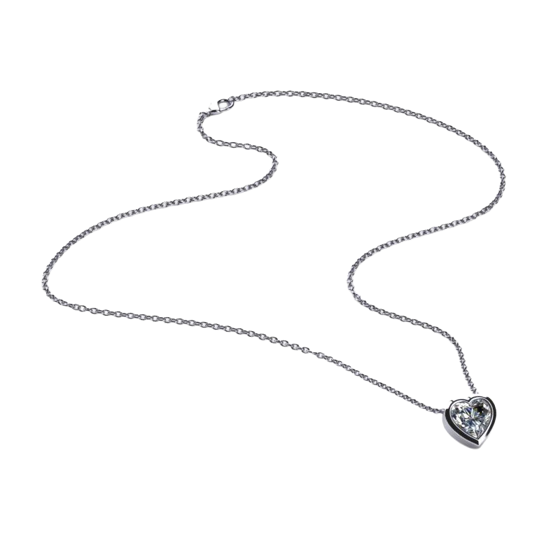Gorgeous 2 Ct Heart Cut  Natural Diamond Pendant Bezel Setting White Gold 14K