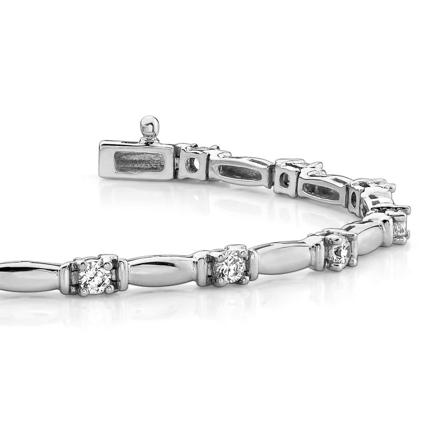 Gorgeous 2.10 Carats Round Lab Grown  Diamond Tennis Bracelet White Gold 14