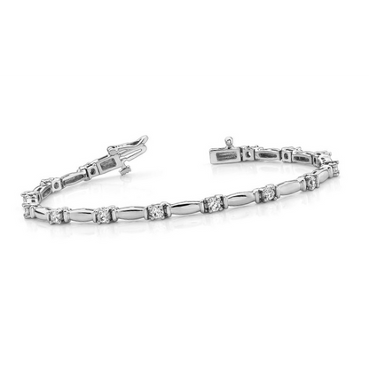 Gorgeous 2.10 Carats Round Lab Grown  Diamond Tennis Bracelet White Gold 14