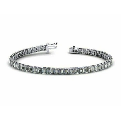 Gorgeous Emerald Cut Lab Grown Diamond Tennis Bracelet White Gold 14K 23.85 Ct.