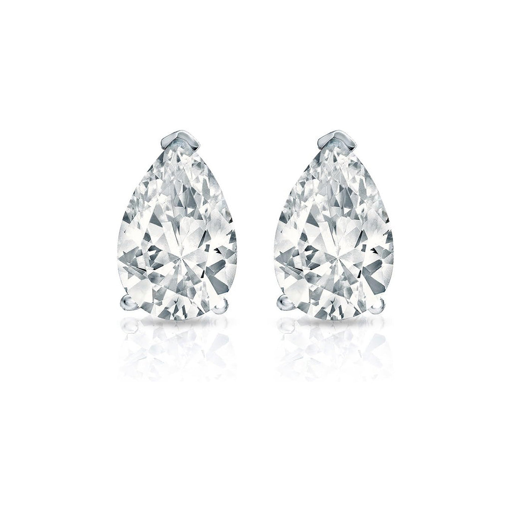 Gorgeous Pear 2 Carats GIA CERTIFICATE Solitaire Lab Grown Diamond Stud Earrings White Gold 14K