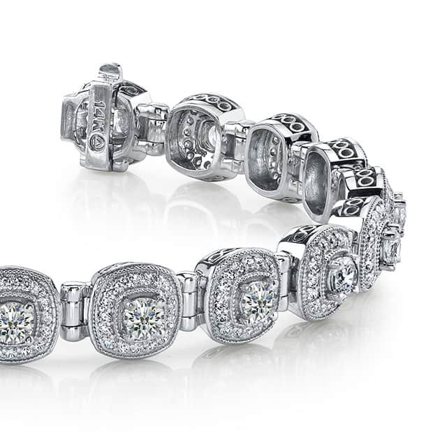 Gorgeous Round Cut 10.50 Carats Lab Grown Diamonds Link Bracelet White Gold 14K