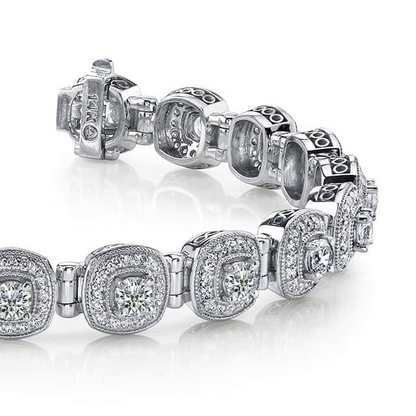 Gorgeous Round Cut 10.50 Carats Lab Grown Diamonds Link Bracelet White Gold 14K