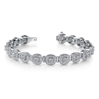 Gorgeous Round Cut 10.50 Carats Lab Grown Diamonds Link Bracelet White Gold 14K
