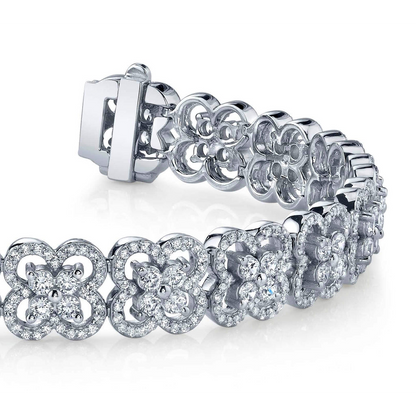 Gorgeous Round Cut 12.20 Ct Lab Grown Diamonds Blossoming Beauty Bracelet White