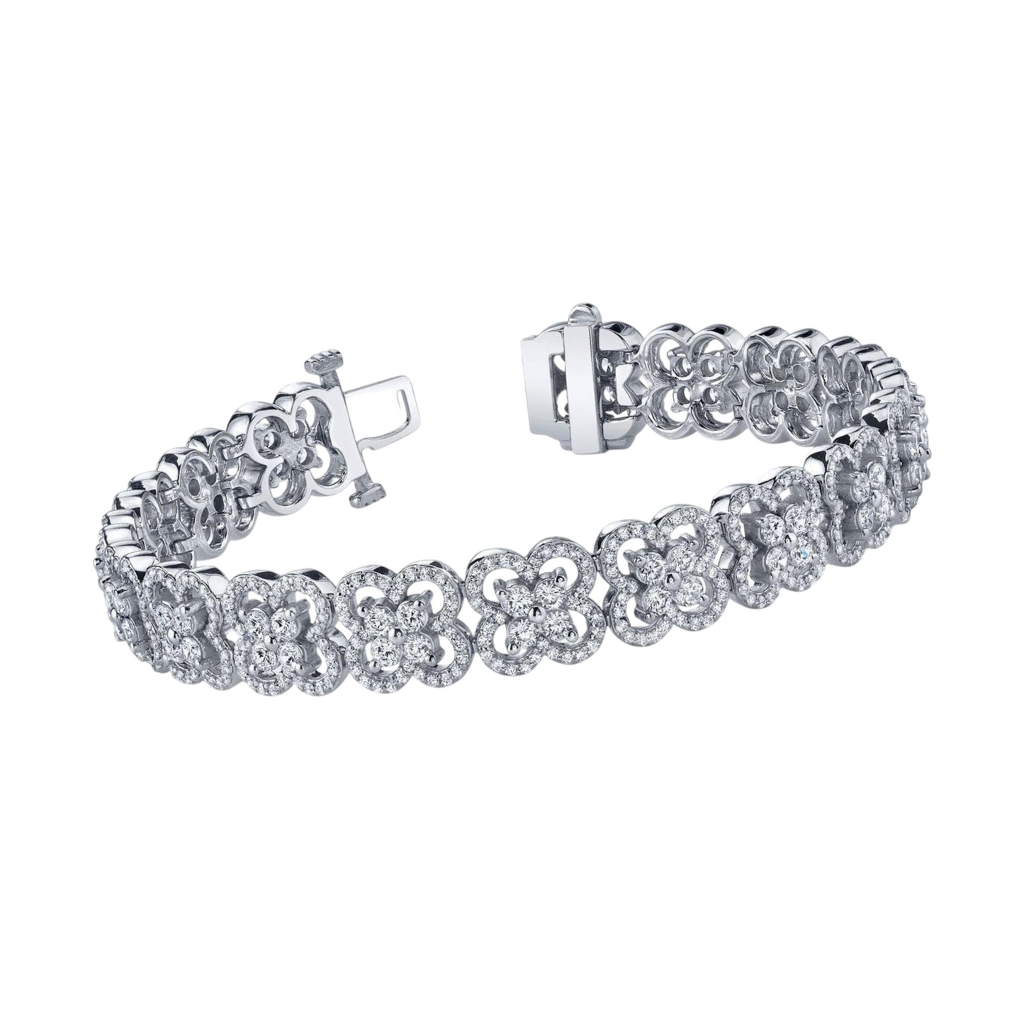 Gorgeous Round Cut 12.20 Ct Lab Grown Diamonds Blossoming Beauty Bracelet White