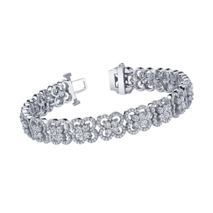 Gorgeous Round Cut 12.20 Ct Lab Grown Diamonds Blossoming Beauty Bracelet White