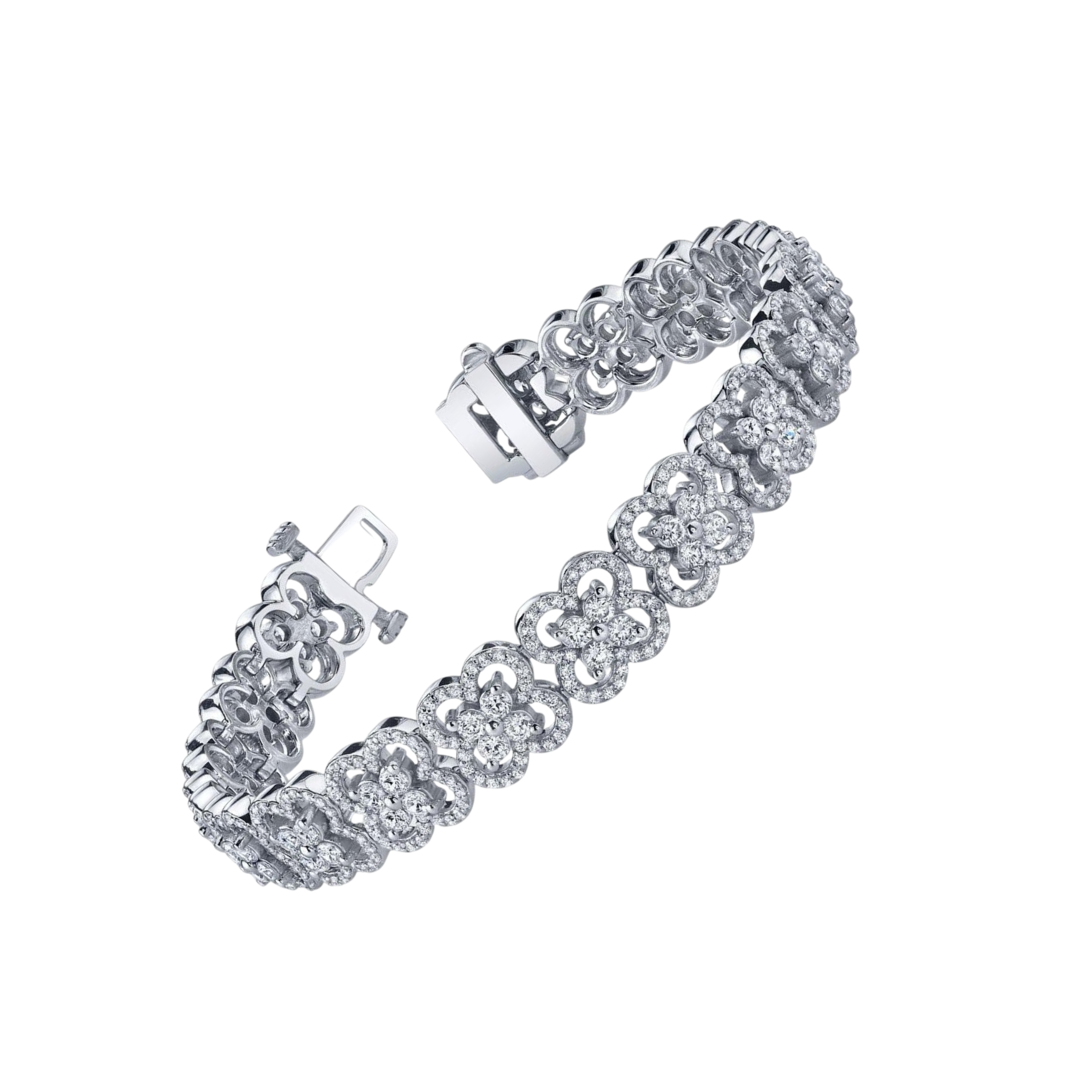 Gorgeous Round Cut 12.20 Ct Lab Grown Diamonds Blossoming Beauty Bracelet White