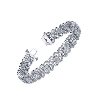 Gorgeous Round Cut 12.20 Ct Lab Grown Diamonds Blossoming Beauty Bracelet White