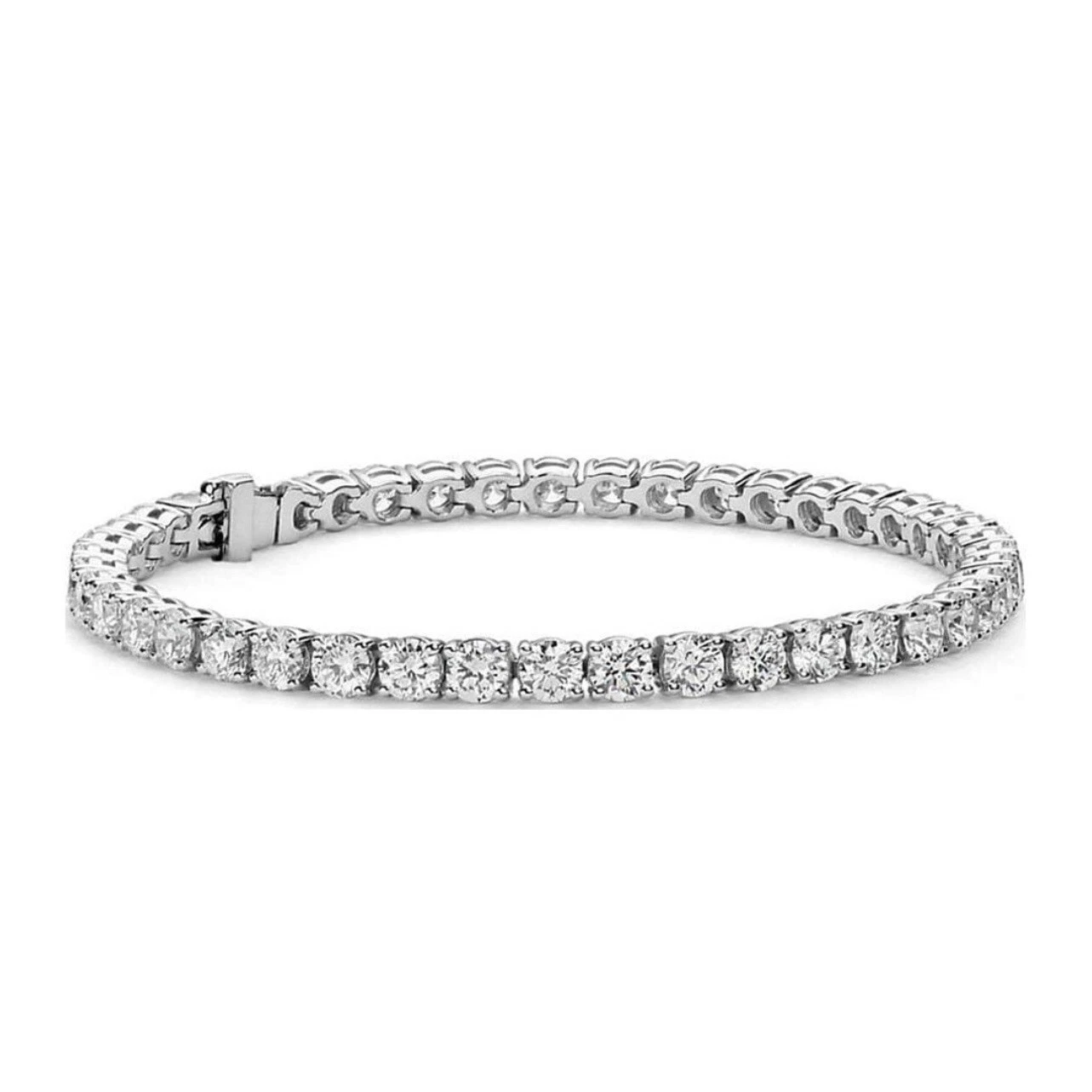 Gorgeous Round Prong Set Lab Grown Diamond Tennis Bracelet Solid Gold 7.5 Ct