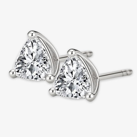 Gorgeous Trilliant Cut Natural Earth Mined Diamond 2 Carats Stud Women Earring White Gold
