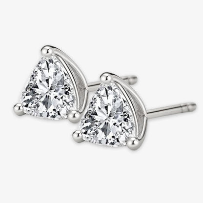Gorgeous Trilliant Cut Natural Earth Mined Diamond 2 Carats Stud Women Earring White Gold