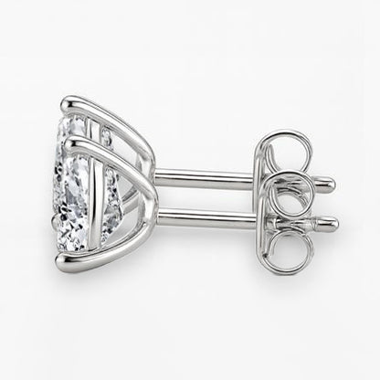 Gorgeous Trilliant Cut Natural Earth Mined Diamond 2 Carats Stud Women Earring White Gold