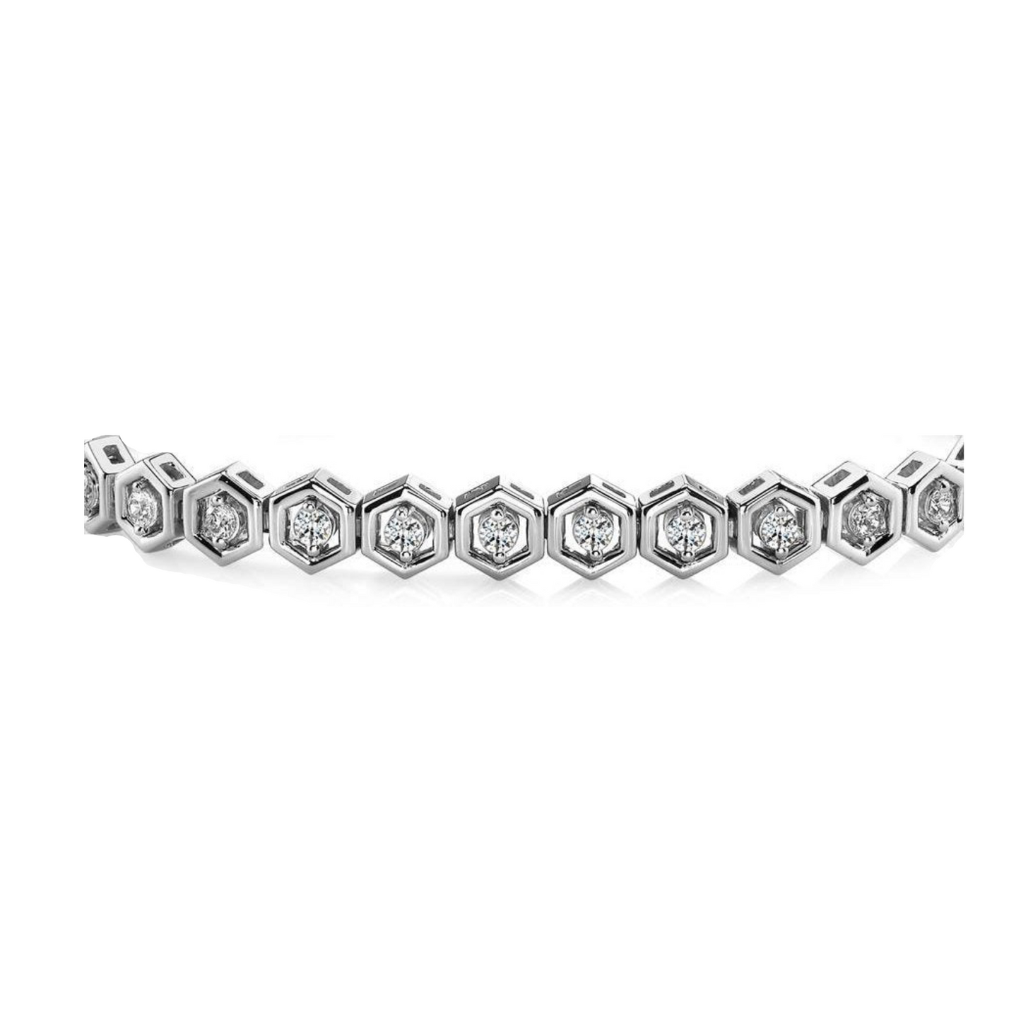 Gorgeous Two Prong Set Round Lab Grown Diamond 5 Carats Hexagon Link Bracelet
