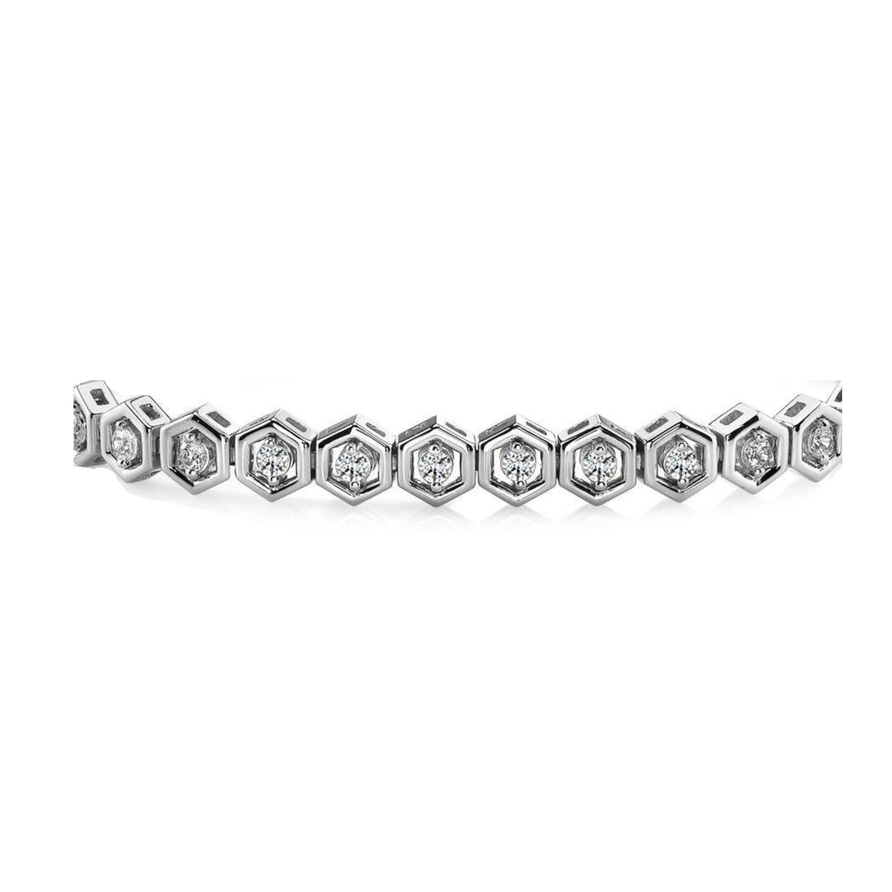 Gorgeous Two Prong Set Round Lab Grown Diamond 5 Carats Hexagon Link Bracelet