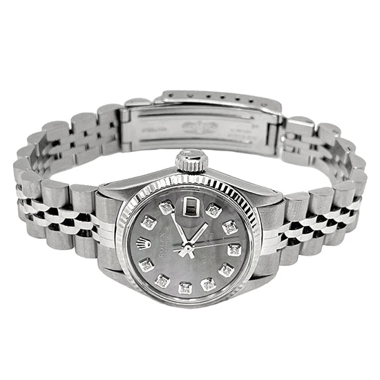 Gray Diamond Dial Rolex Ss Jubilee Datejust Ladies Watch
