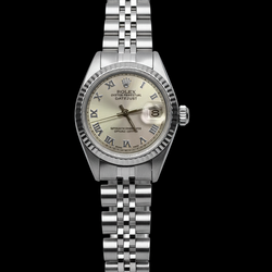 Gray Roman Dial Rolex Datejust Women Bezel Jubilee Ss