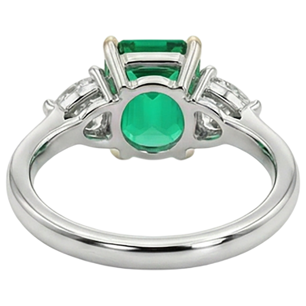 Natural Real ( Not Lab Grown ) Green Emerald GIA And Diamond Ring Precious Stone Jewelry
