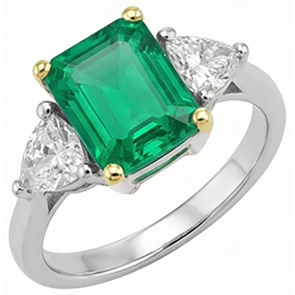 Natural Real ( Not Lab Grown ) Green Emerald GIA And Diamond Ring Precious Stone Jewelry