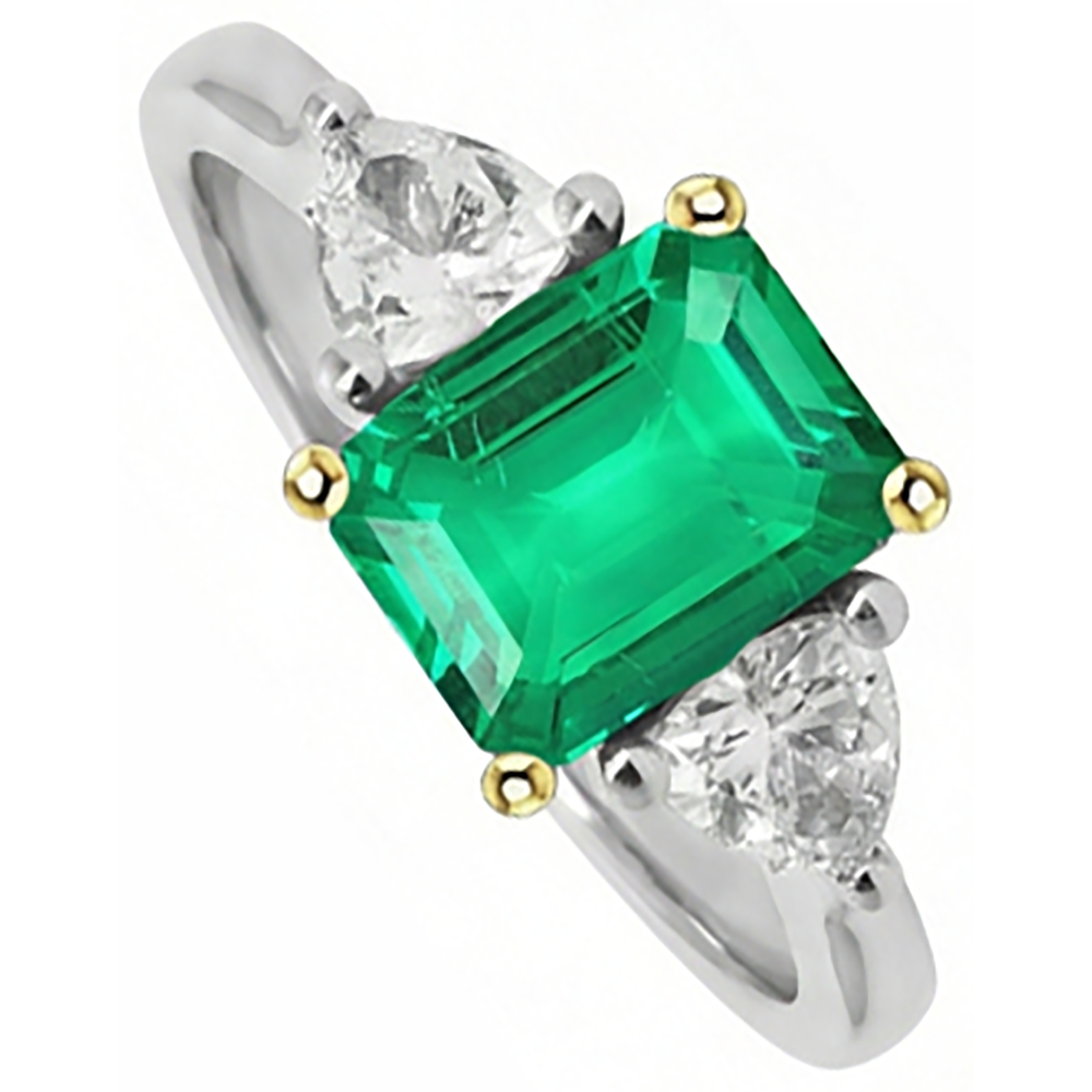 Natural Real ( Not Lab Grown ) Green Emerald GIA And Diamond Ring Precious Stone Jewelry