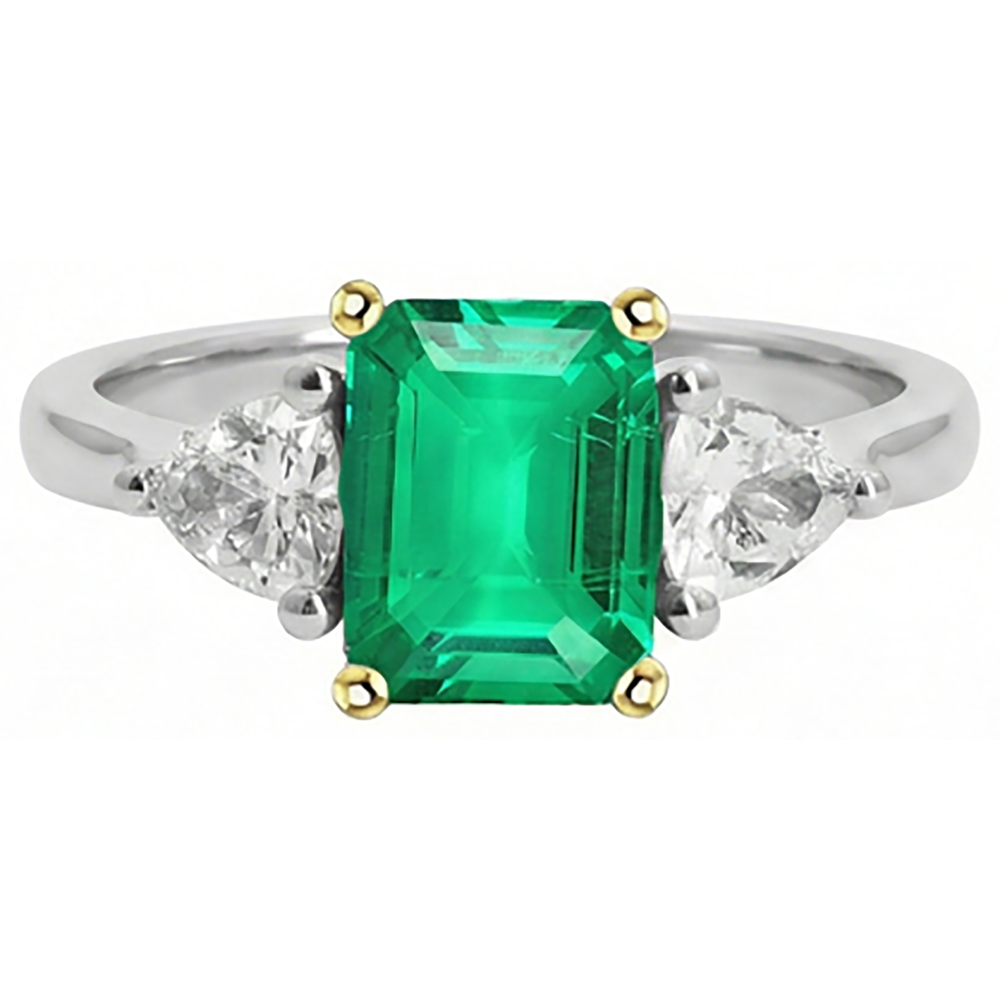 Natural Real ( Not Lab Grown ) Green Emerald GIA And Diamond Ring Precious Stone Jewelry