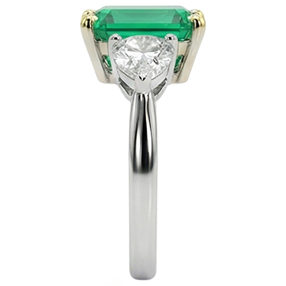 Natural Real ( Not Lab Grown ) Green Emerald GIA And Diamond Ring Precious Stone Jewelry