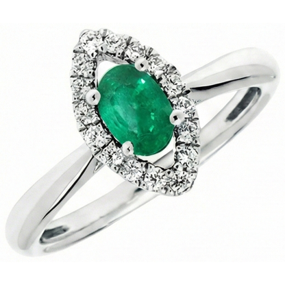 Green Emerald GIA And Natural Earth Mined Diamond 3.75 Carats Engagement Ring Gold White 14K