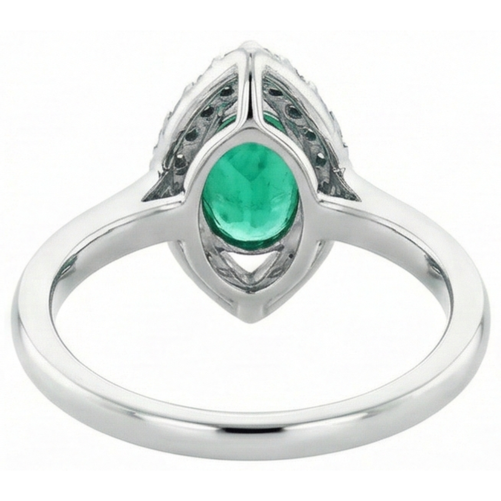 Green Emerald GIA And Natural Earth Mined Diamond 3.75 Carats Engagement Ring Gold White 14K