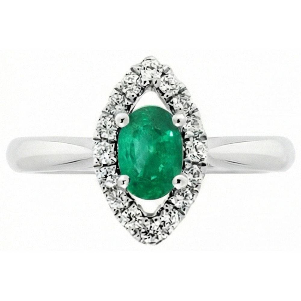 Green Emerald GIA And Natural Earth Mined Diamond 3.75 Carats Engagement Ring Gold White 14K