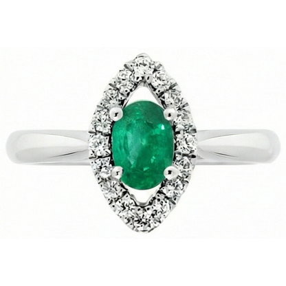 Green Emerald GIA And Natural Earth Mined Diamond 3.75 Carats Engagement Ring Gold White 14K
